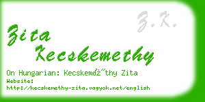 zita kecskemethy business card